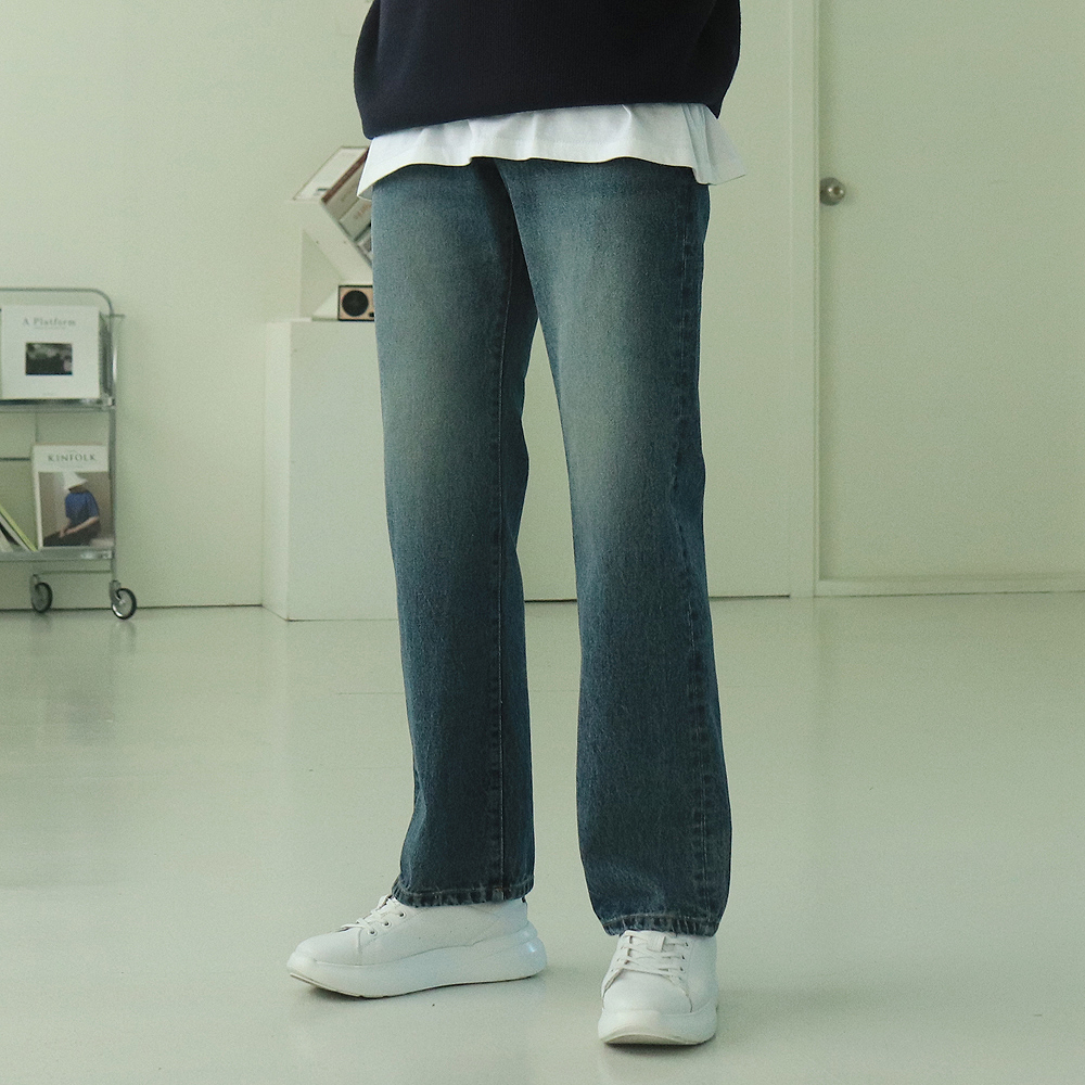 남자청바지 데님 워싱 부츠컷 남자와이드청바지 이미지 2