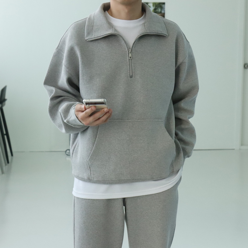 남자맨투맨 남자 반집업 아노락 오버핏 맨투맨 - 상세 이미지 4