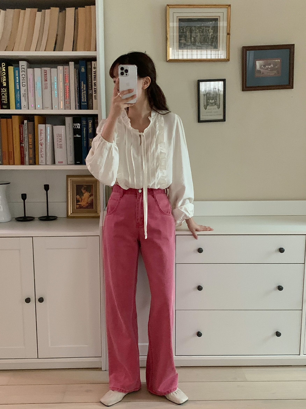 피그먼트 콘데님 면 와이드 통바지 팬츠 이미지 2