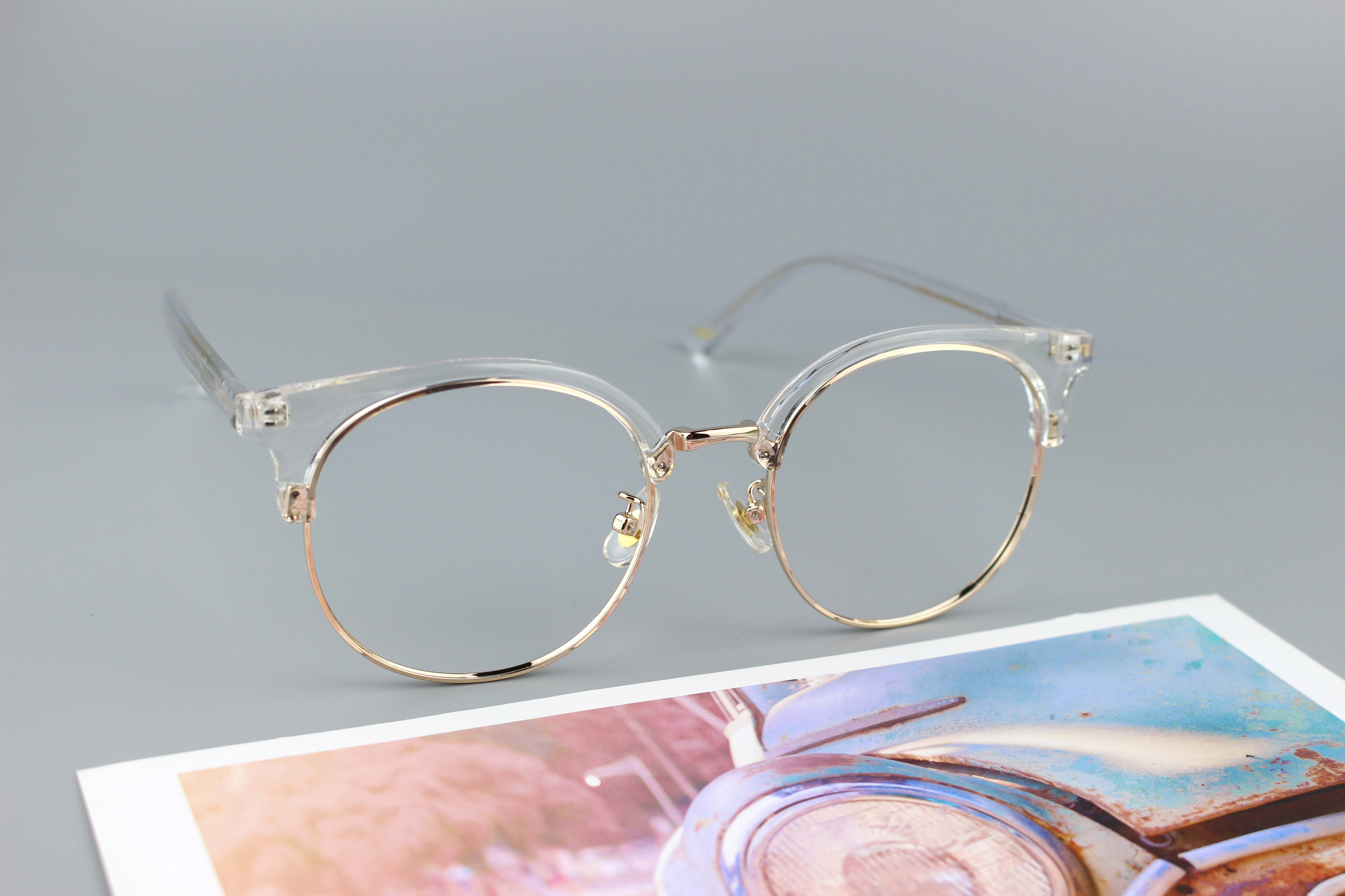 투명 대두 하금테안경 큰안경테 남자 빅사이즈 변색렌즈 반뿔테안경 블루라이트차단