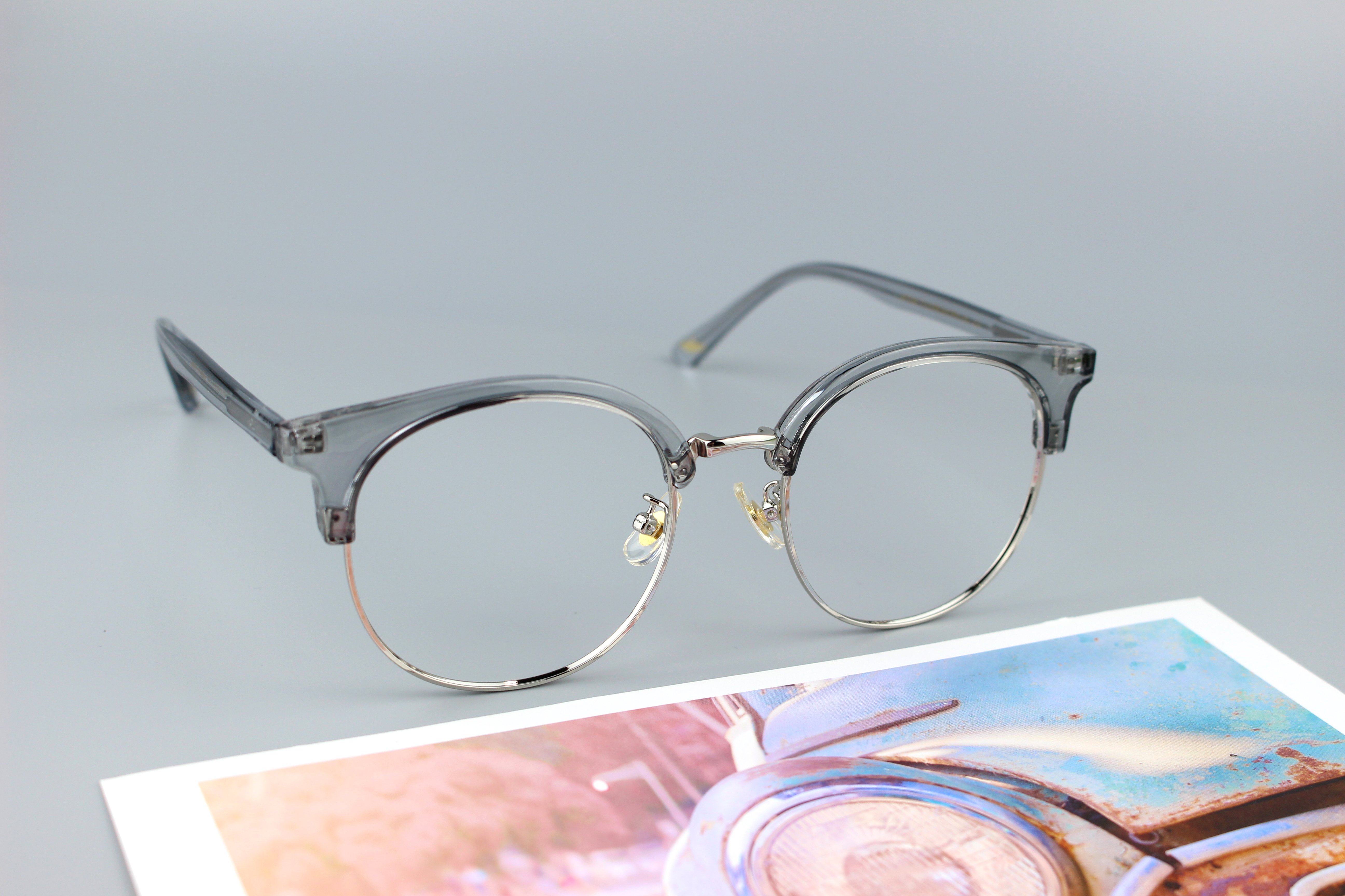 투명 대두 하금테안경 큰안경테 남자 빅사이즈 변색렌즈 반뿔테안경 블루라이트차단