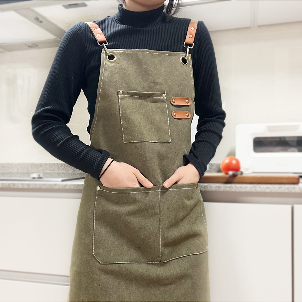 시바타 주방 카페 바리스타 캔버스 앞치마