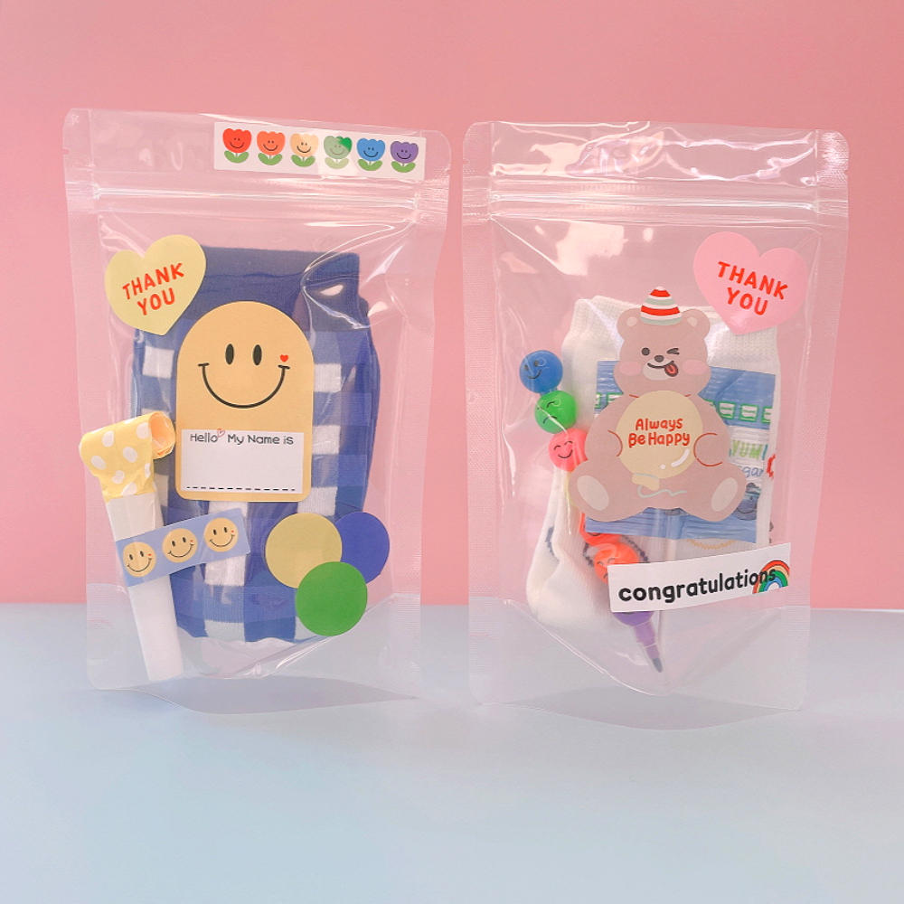 구디백 포장 봉투 답례품 간식 쿠키 양말 어린이집 선물 포장 지퍼백 투명s 제품 이미지