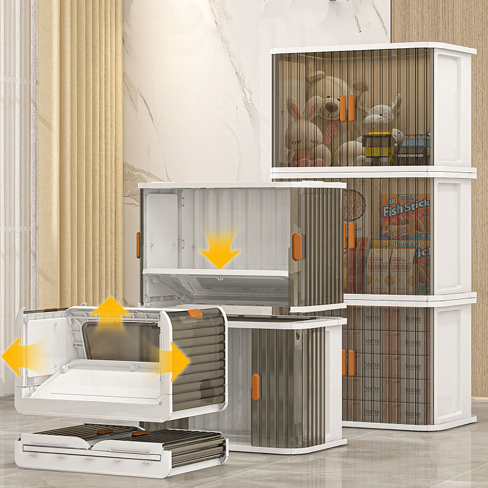슬라이딩 양문형 리빙박스 대용량 펜트리수납함 플라스틱 수납정리함 폴딩박스 옷정리함