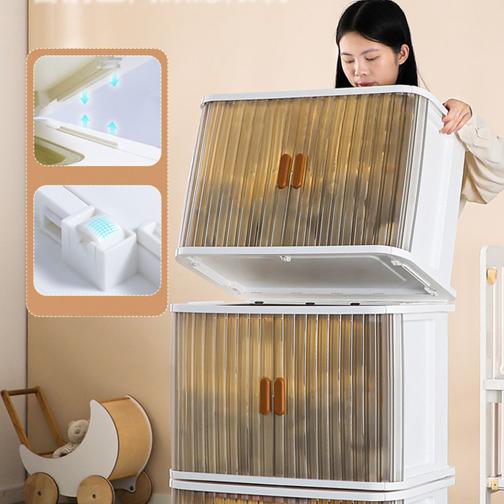 슬라이딩 양문형 리빙박스 대용량 펜트리수납함 플라스틱 수납정리함 폴딩박스 옷정리함