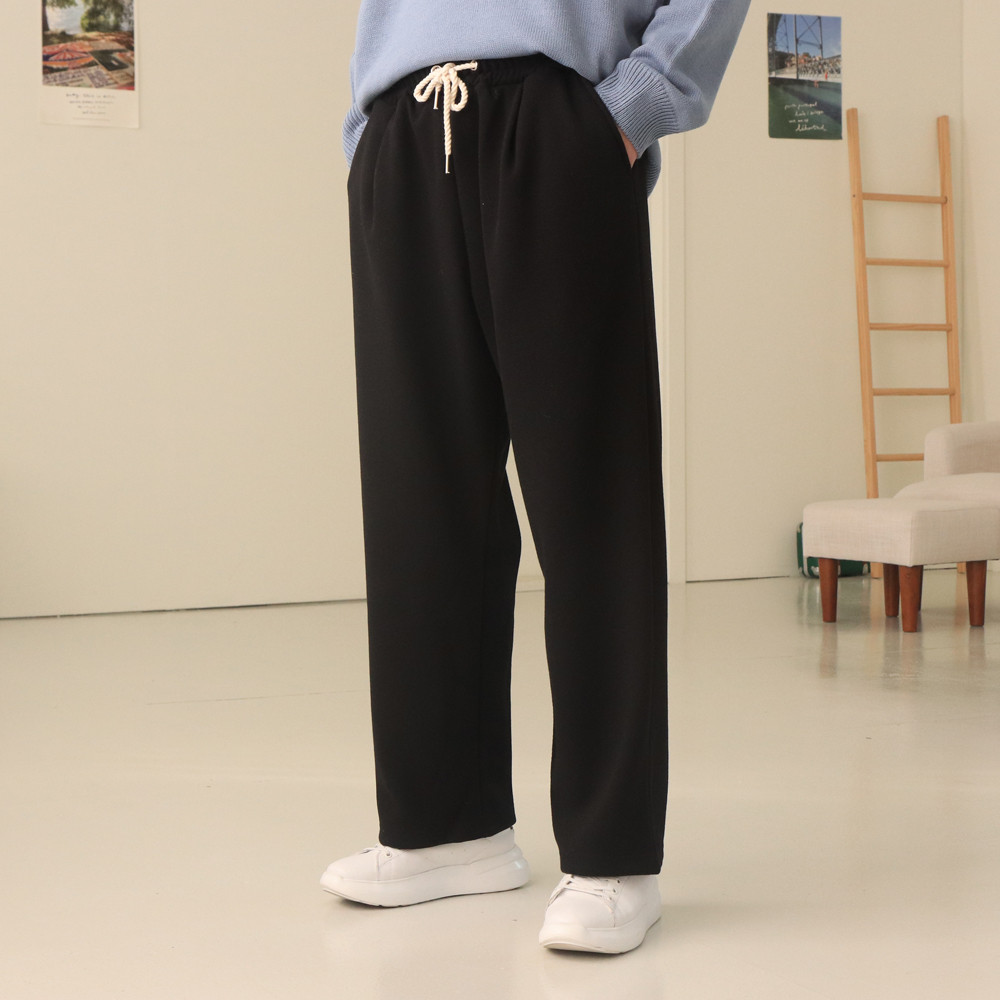 남자와이드팬츠 밴딩 겨울 통큰바지 남자기모바지 이미지 1