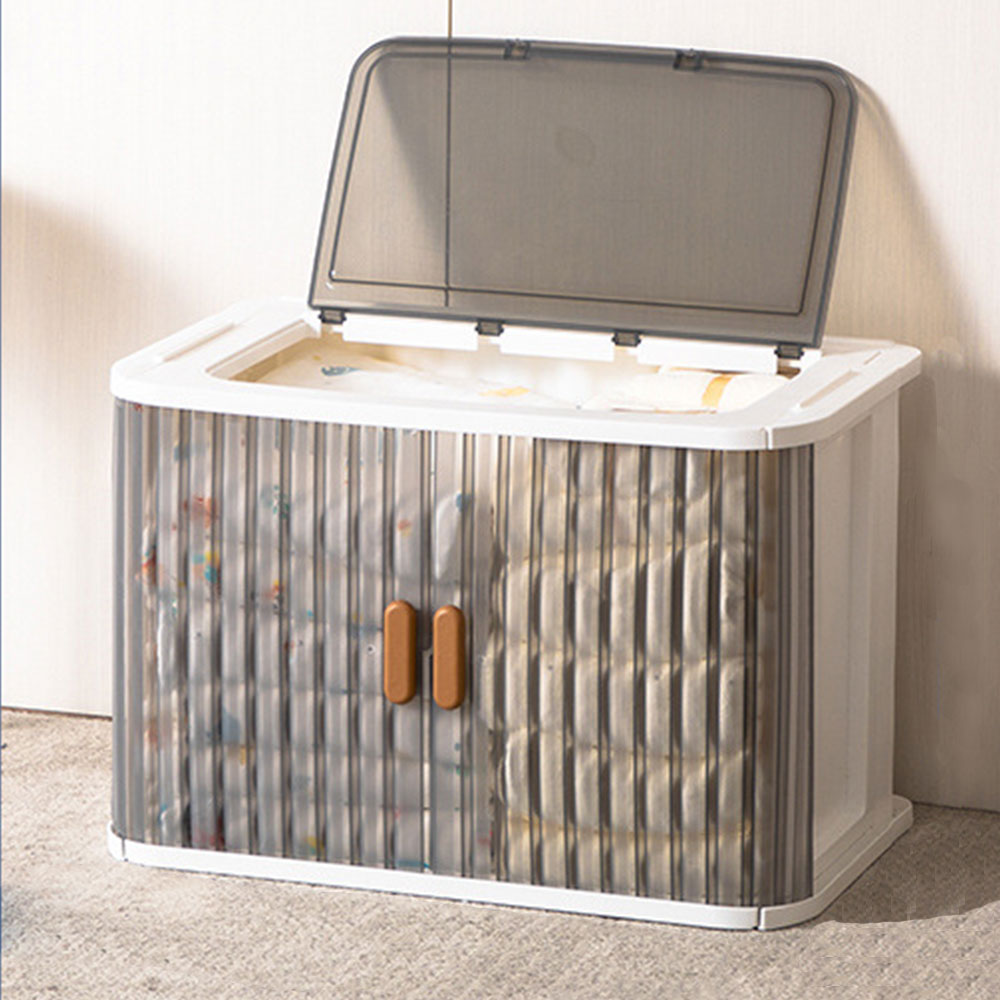 슬라이딩 양문형 리빙박스 대용량 펜트리수납함 플라스틱 수납정리함 폴딩박스 옷정리함