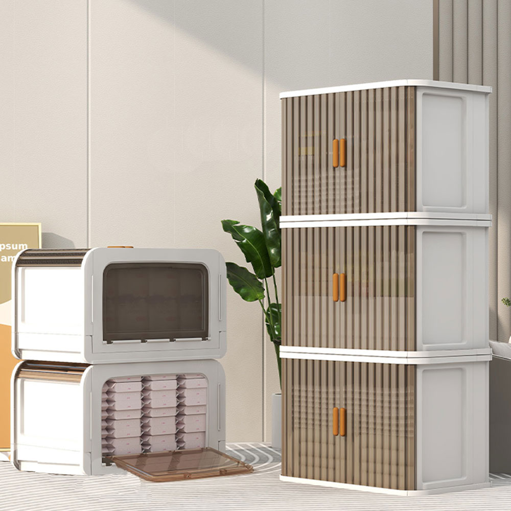 슬라이딩 양문형 리빙박스 대용량 펜트리수납함 플라스틱 수납정리함 폴딩박스 옷정리함