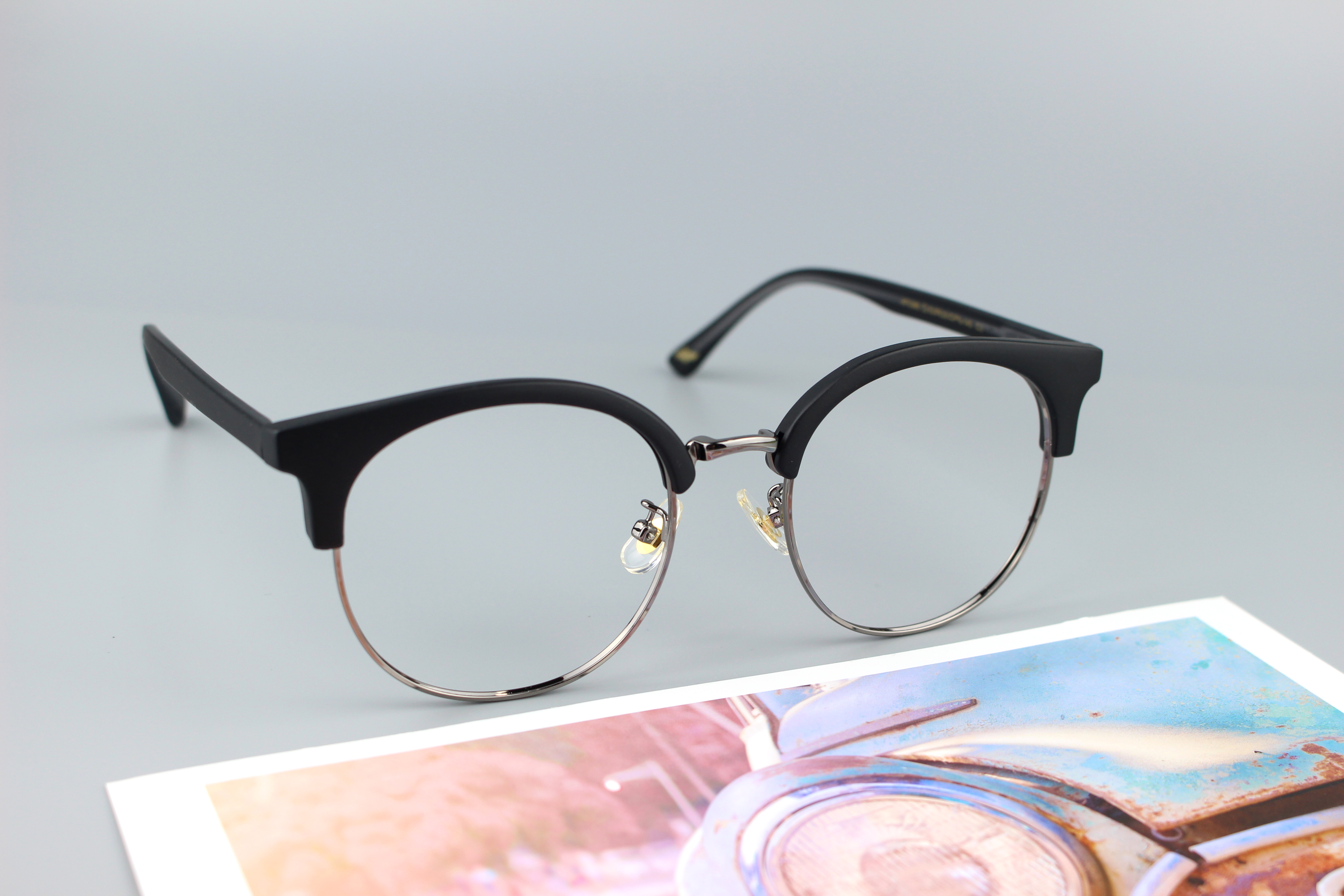 투명 대두 하금테안경 큰안경테 남자 빅사이즈 변색렌즈 반뿔테안경 블루라이트차단