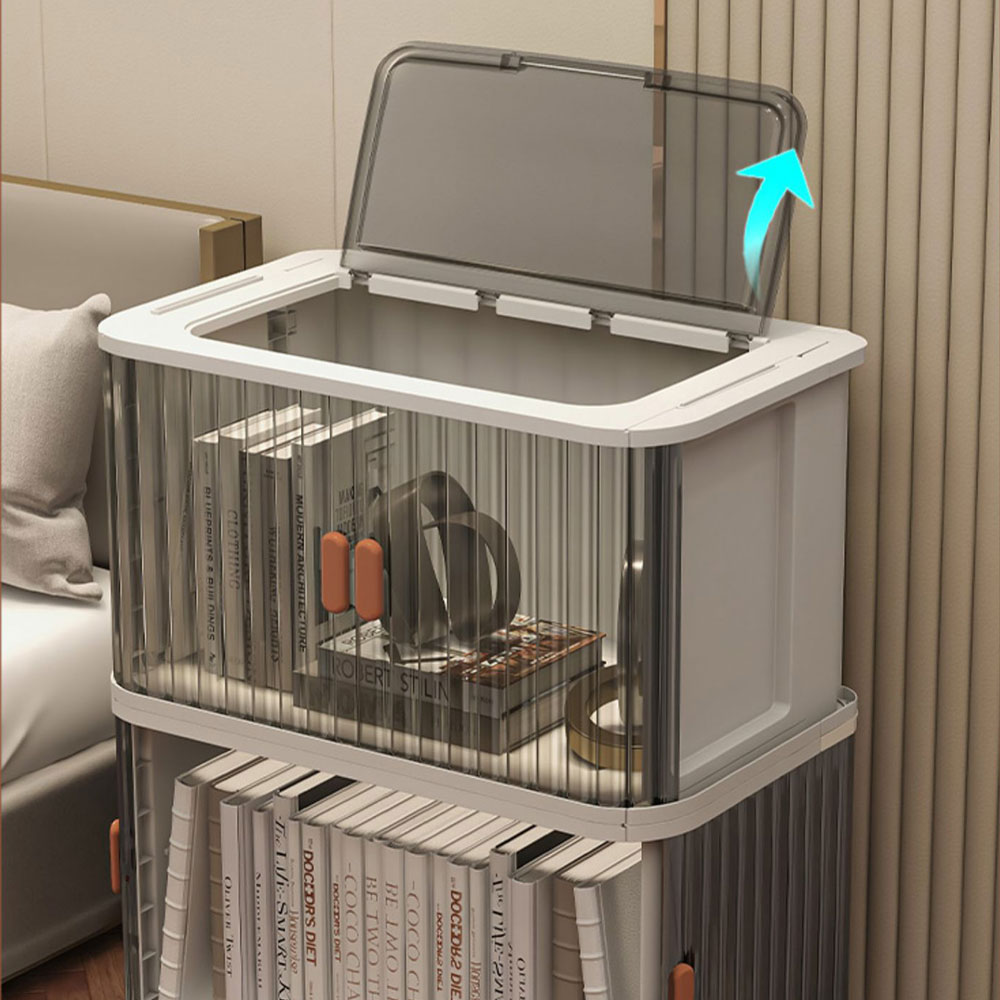 슬라이딩 양문형 리빙박스 대용량 펜트리수납함 플라스틱 수납정리함 폴딩박스 옷정리함