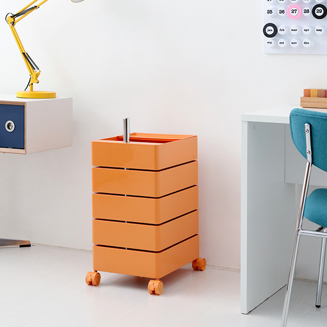 빙그리 회전서랍 트롤리 5단 오렌지 1556.8921