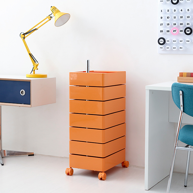 빙그리 회전서랍 트롤리 7단 오렌지 9258.4980