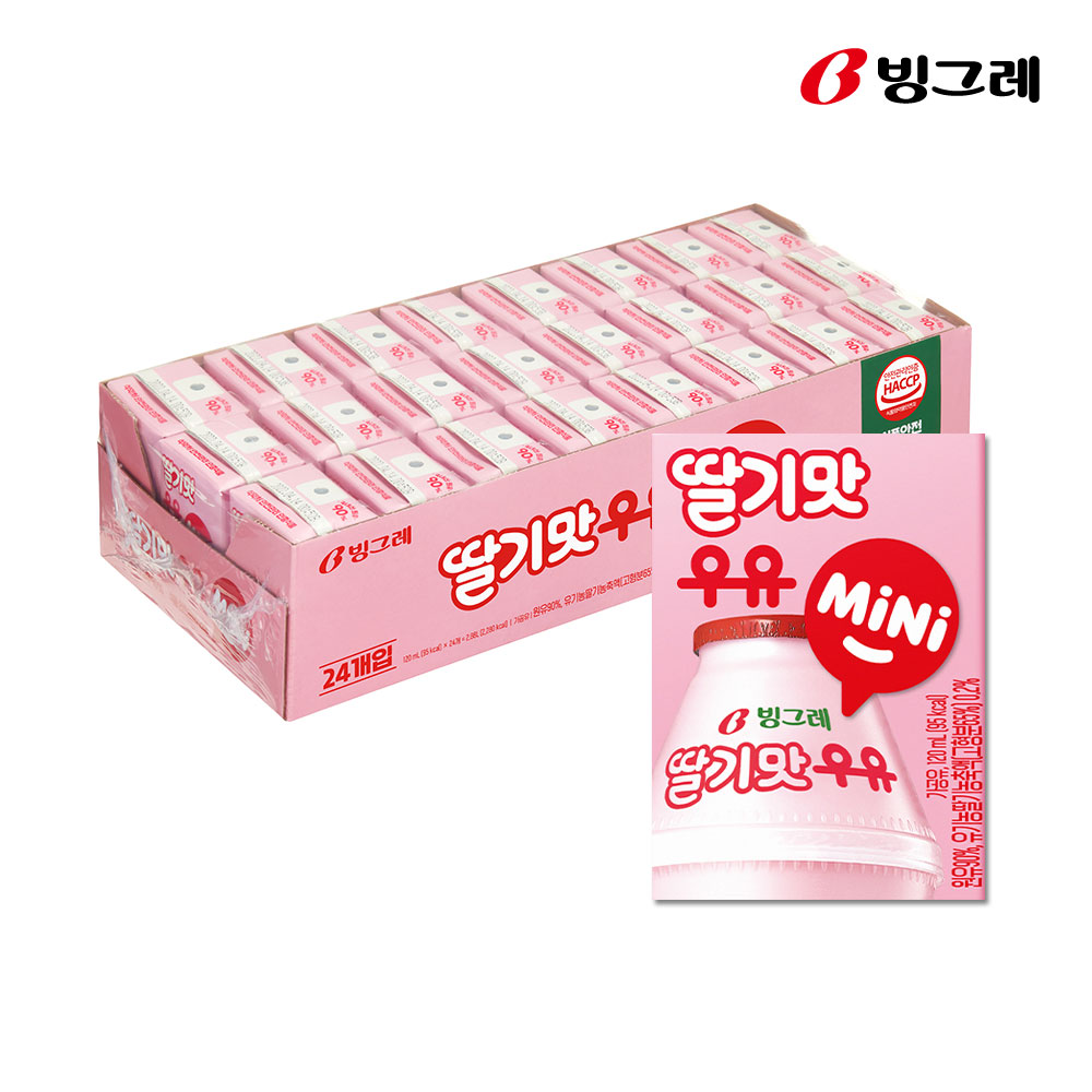 빙그레 바나나맛/딸기맛 mini 우유 120ml 24팩/ 따옴 유기농주스 고농축 - 상세 이미지 3