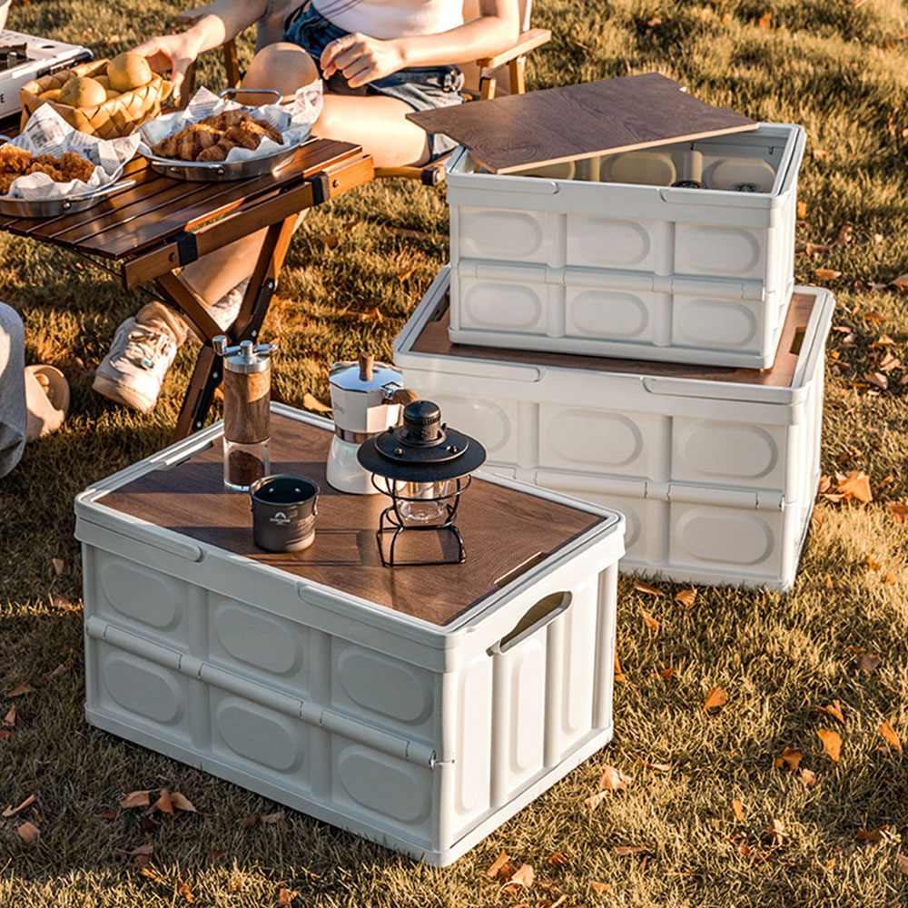 2세대 손잡이 캠핑폴딩박스 S 우드상판 캠핑 수납 테이블 상자 카고박스