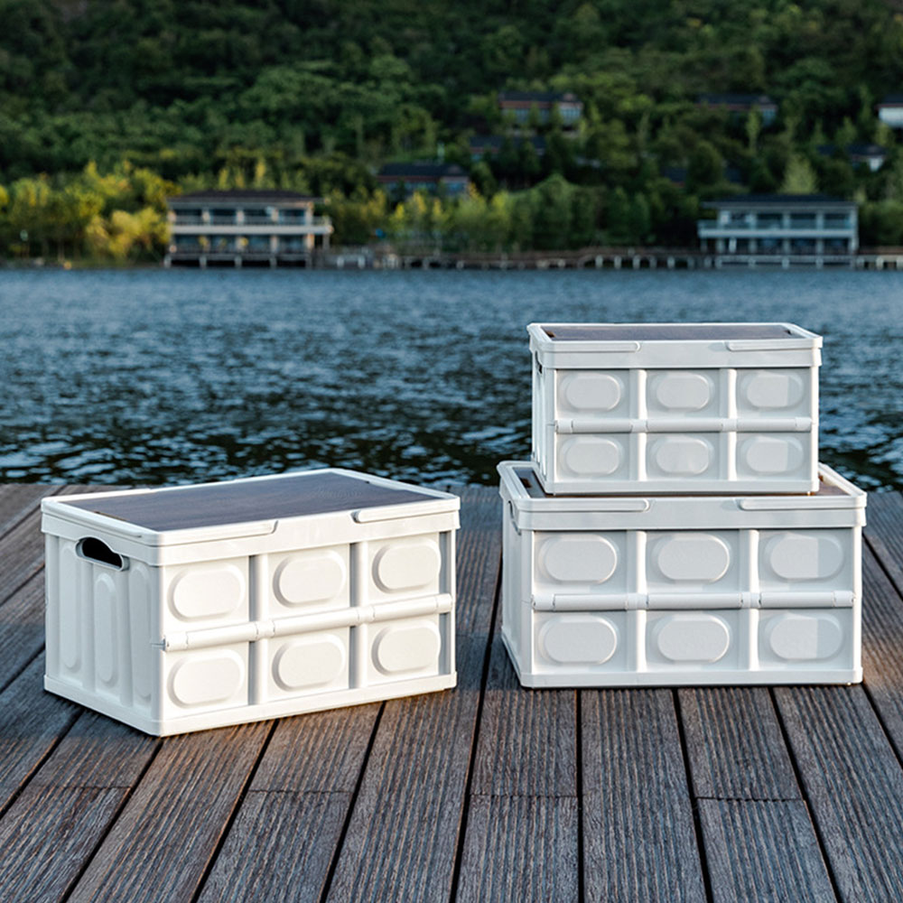 2세대 손잡이 캠핑폴딩박스 S 우드상판 캠핑 수납 테이블 상자 카고박스