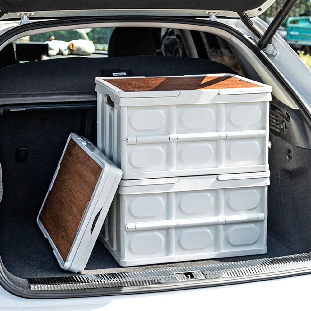 2세대 손잡이 캠핑폴딩박스 S 우드상판 캠핑 수납 테이블 상자 카고박스