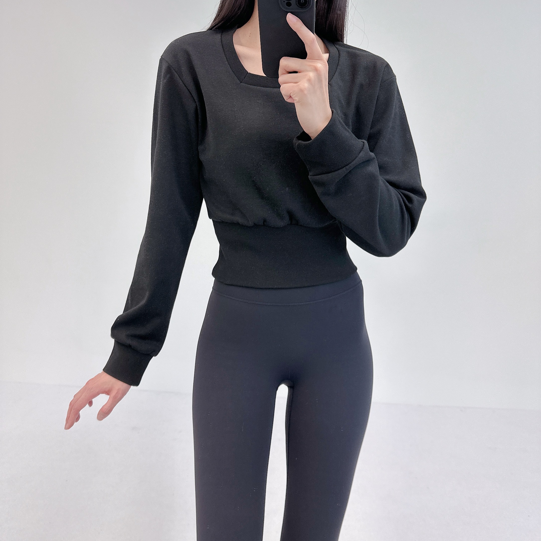 로라벨 리제 필라테스복 여성 요가복 필라테스 요가 상의 티셔츠 커버업 운동복 긴팔 크롭 - 상세 이미지 2
