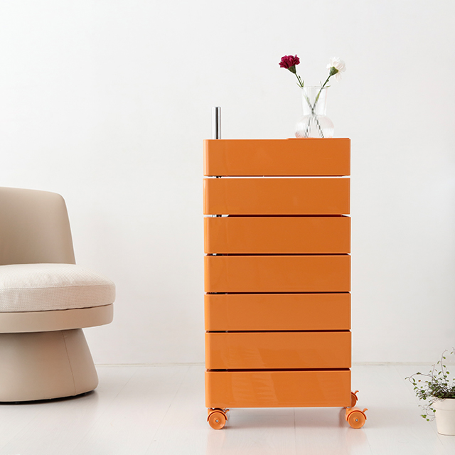 빙그리 회전서랍 트롤리 7단 오렌지 9258.4980