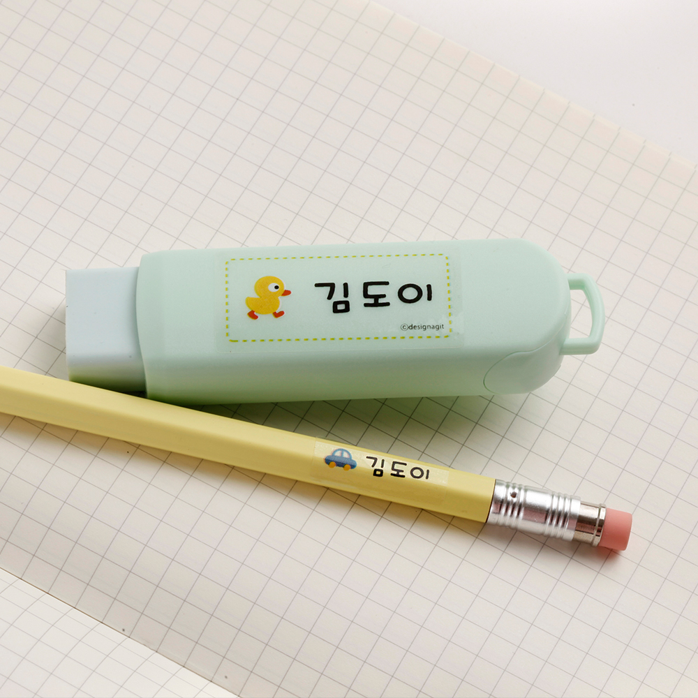 네임스티커 유아 이름스티커 방수 이름표스티커 어린이집 쪼꼬미투명 사이즈혼합 한글1 이미지 4