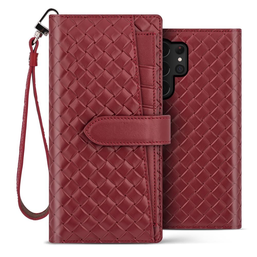 벨라벨루치 갤럭시S23 울트라 비첸티노 카드포켓 지갑형 다이어리 핸드폰 케이스 마호가니레드 - 상품 이미지