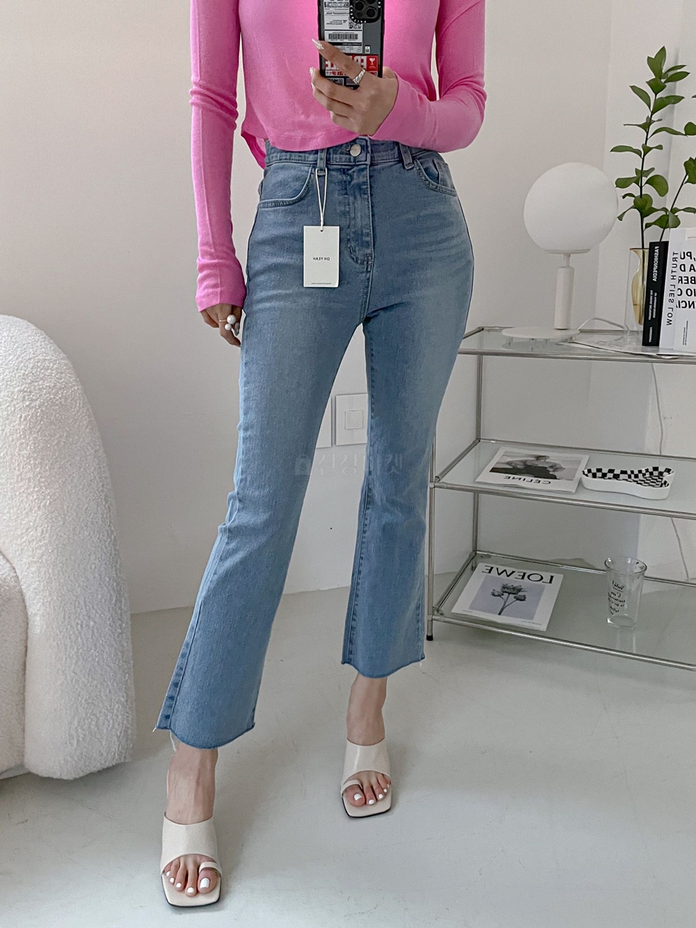 히든밴딩 스판 9부 슬림 부츠컷 키작녀 데님 팬츠 이미지 6