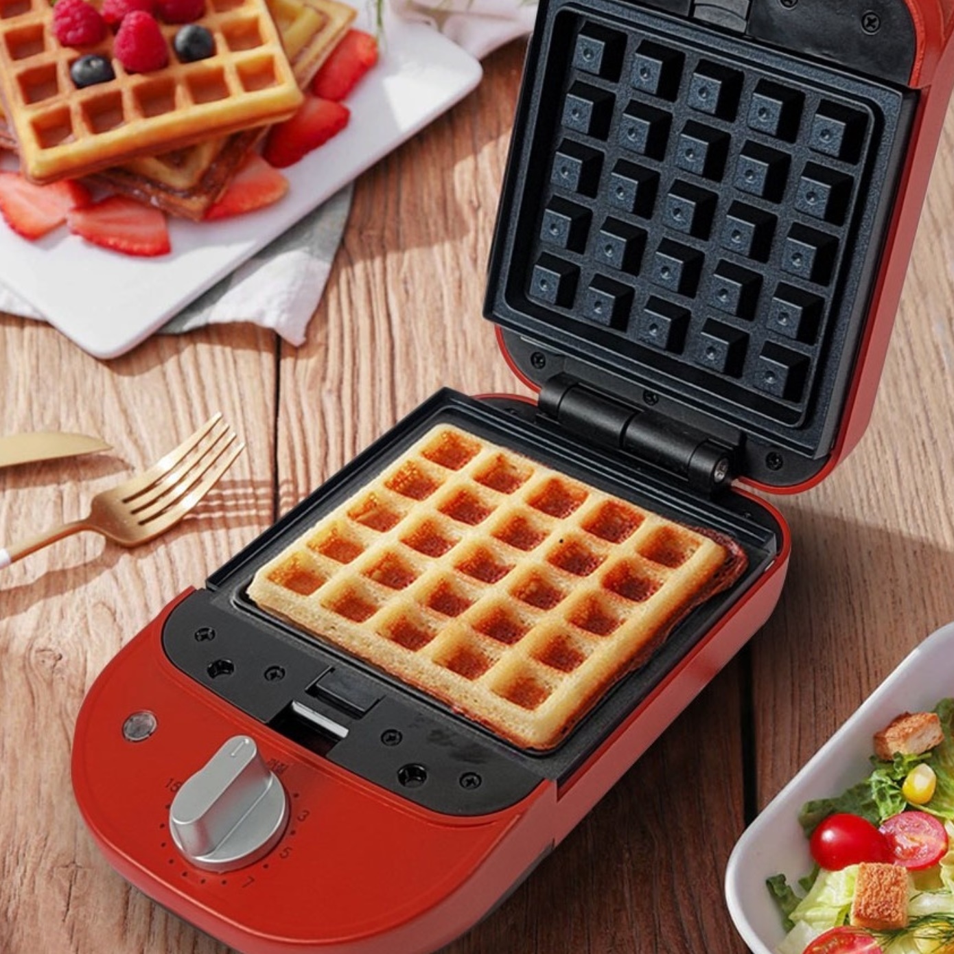 전기와플팬 얇은 전기와플기계 가정용 미니 와플기