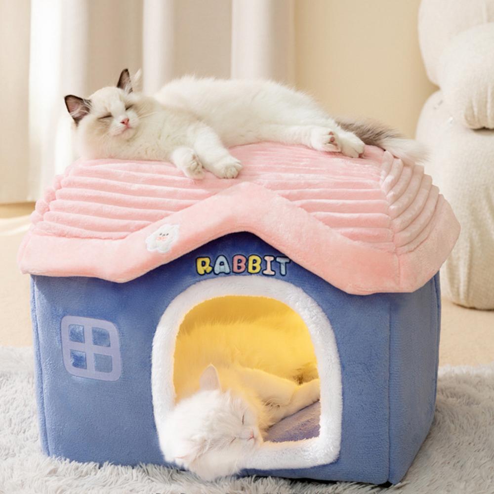 강아지 하우스 고양이 숨숨집 텐트 침대 동굴집 세모지붕하우스 회색 중형