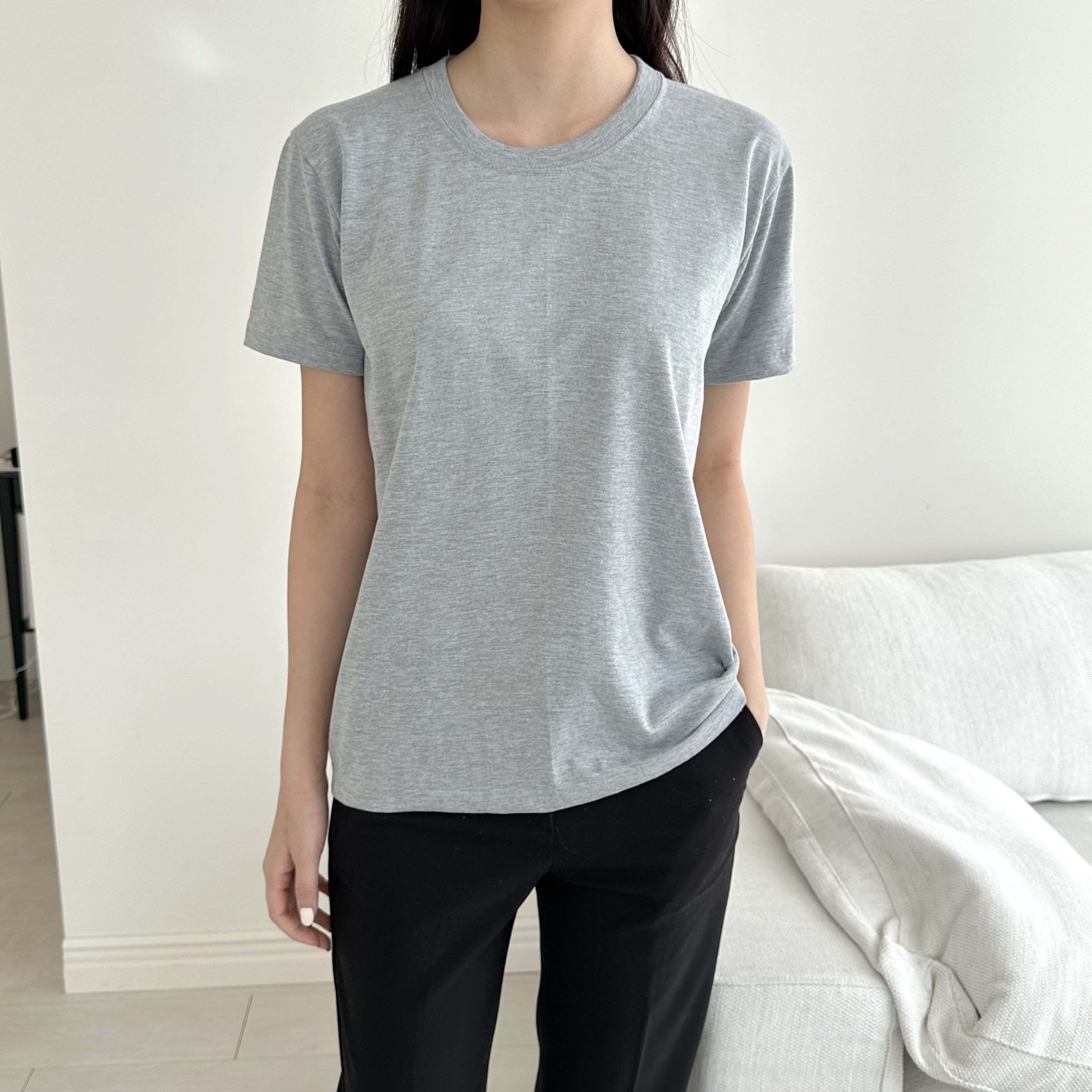 20수 무지 반팔 면티 남녀공용 흰티 데일리 기본 이너 - 상세 이미지 3
