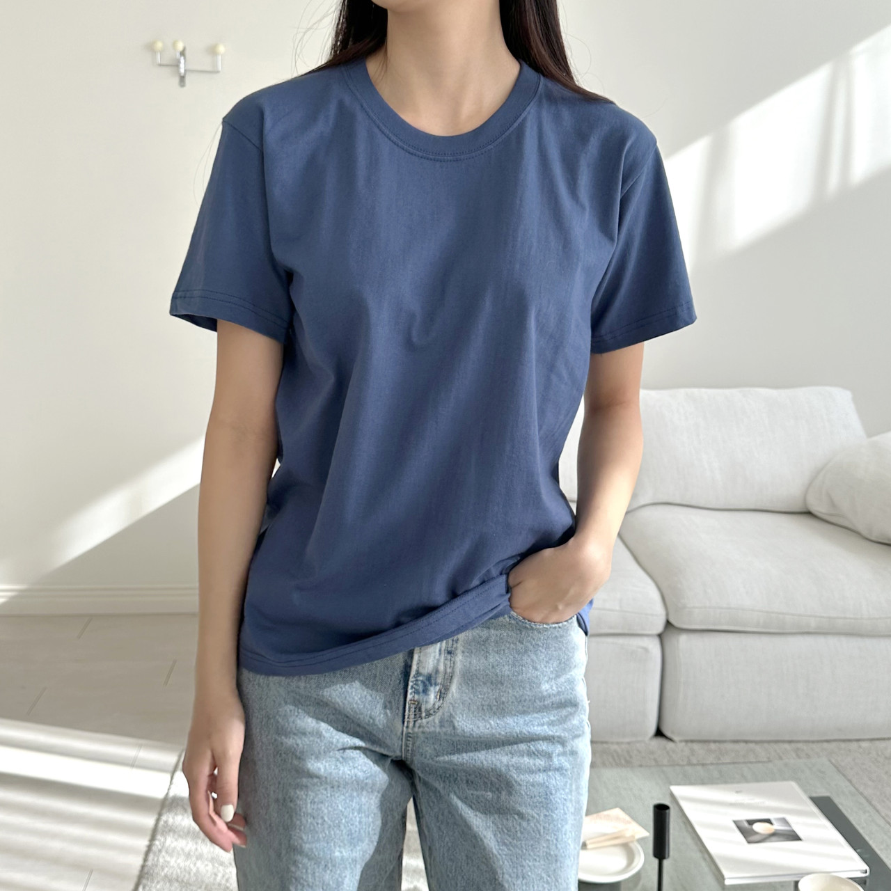 20수 무지 반팔 면티 남녀공용 흰티 데일리 기본 이너 - 상세 이미지 2