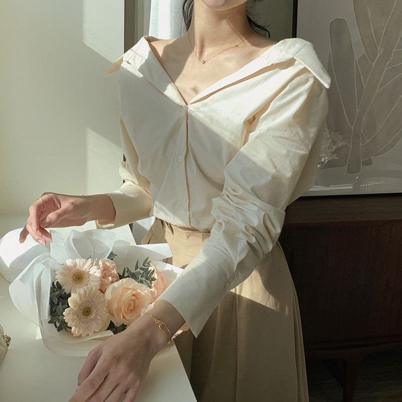 로라 오프 숄더 셔츠 bs7475 - 상세 이미지 3