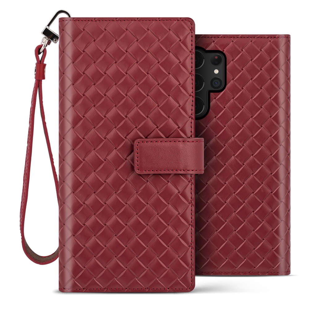 벨라벨루치 갤럭시S23 울트라 마호가니레드 비첸티노 슬림 지갑형 다이어리 케이스 - 상품 이미지