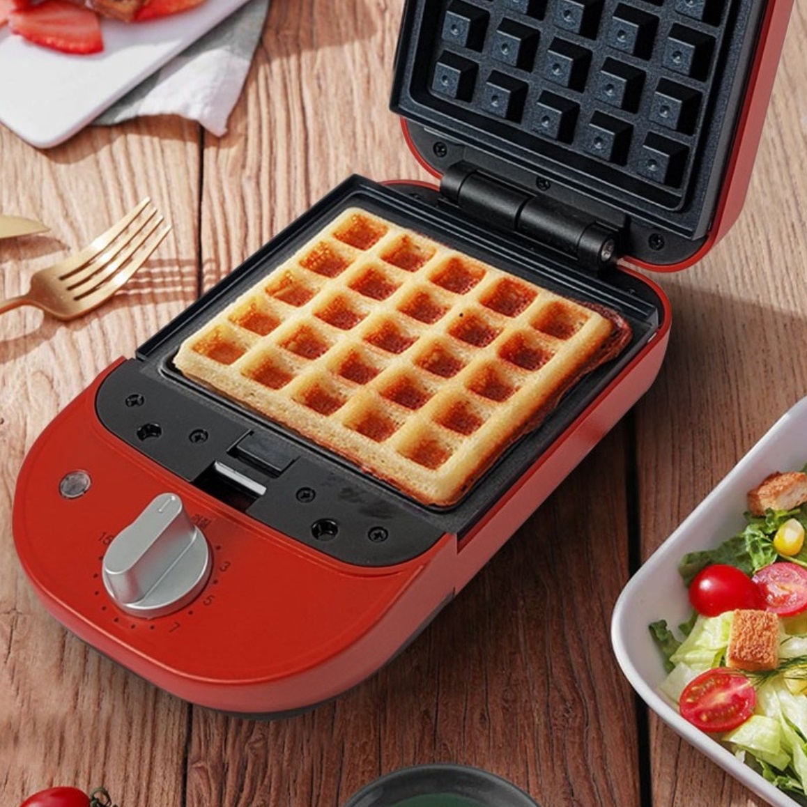 전기와플팬 얇은 전기와플기계 가정용 미니 와플기