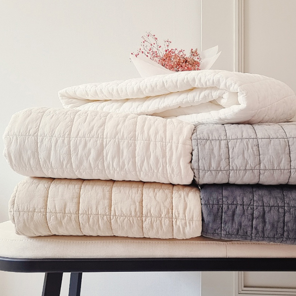 모제무드 스퀘어 오가닉 순면 피그먼트 패밀리침대패드 이불깔개 Q