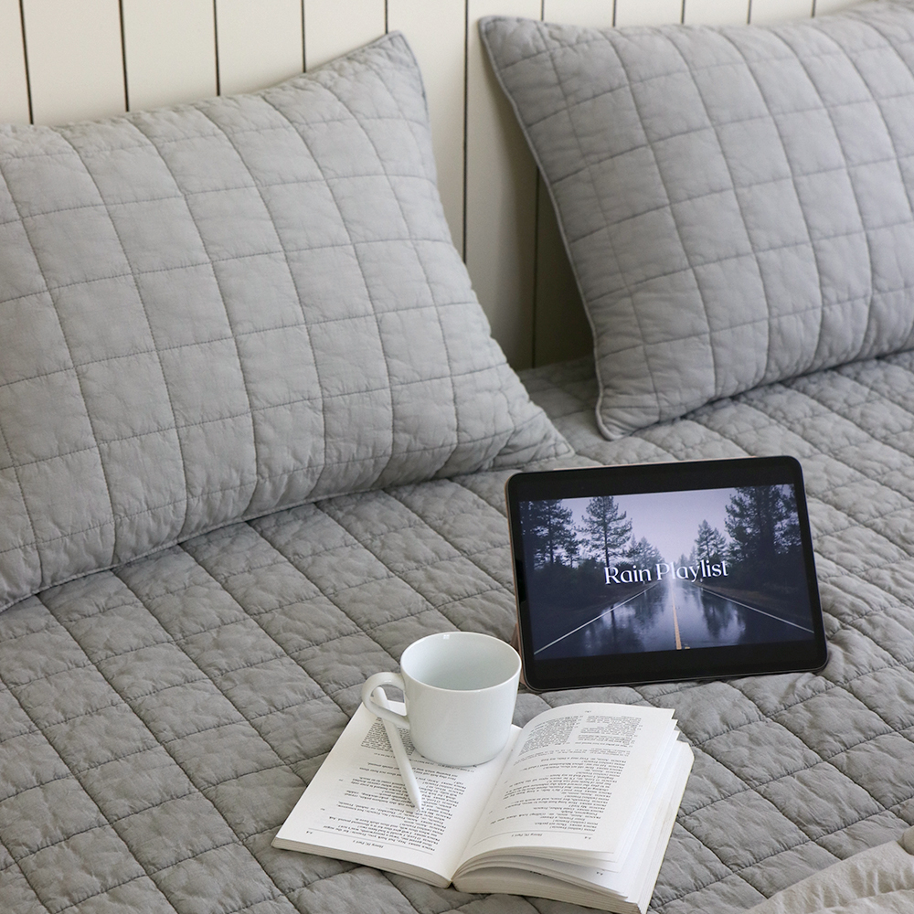 모제무드 스퀘어 오가닉 순면 피그먼트 패밀리침대패드 이불깔개 Q