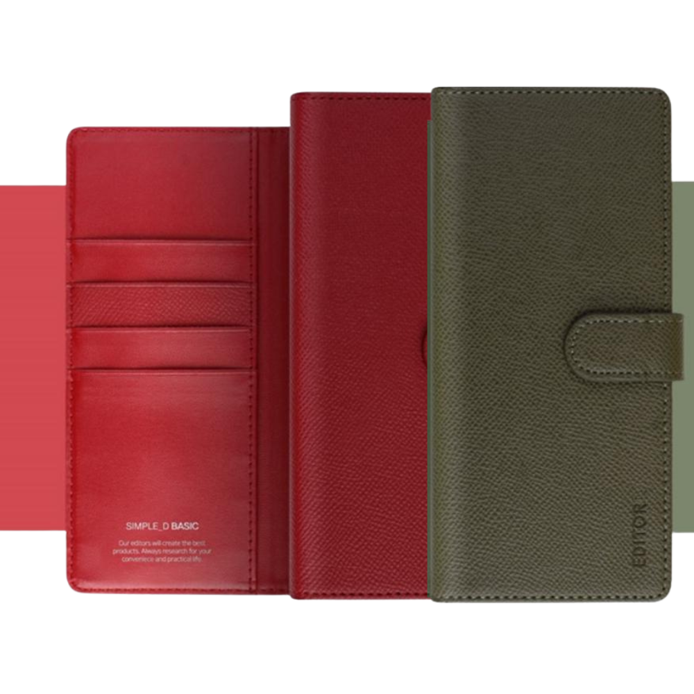 플디 카드 수납 가죽 지갑 케이스 카키, 갤럭시A32