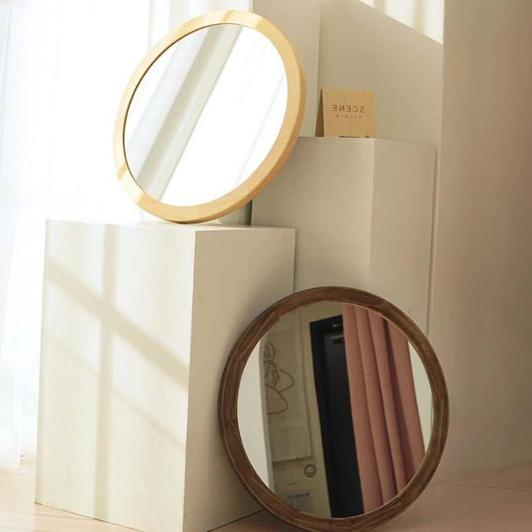 원목원형거울 화장대용 둥근거울 카페화장실거울 500