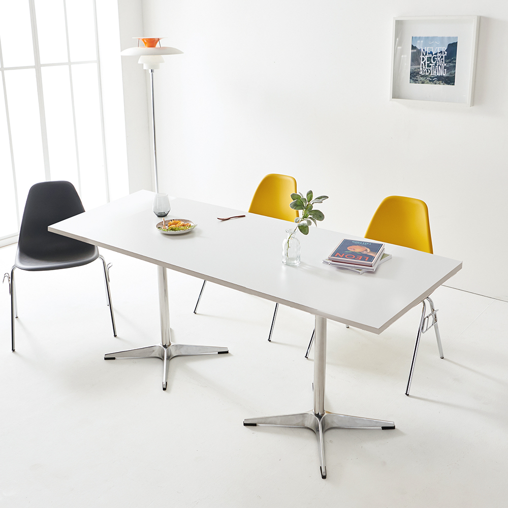 플랜 사각 카페 테이블 1600 화이트