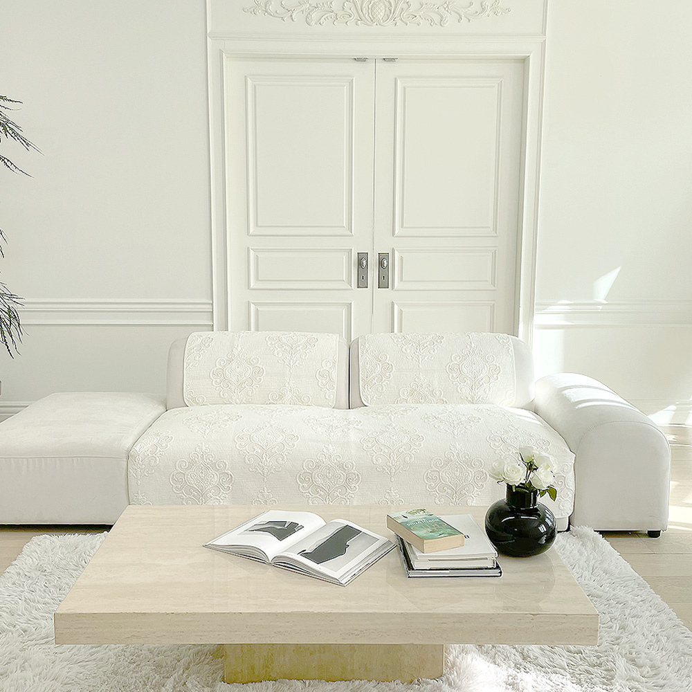 순면 쇼파패드 넓은 돌 소파 매트 토퍼 소파커버 덮개 깔개 깃털 화이트 70x150