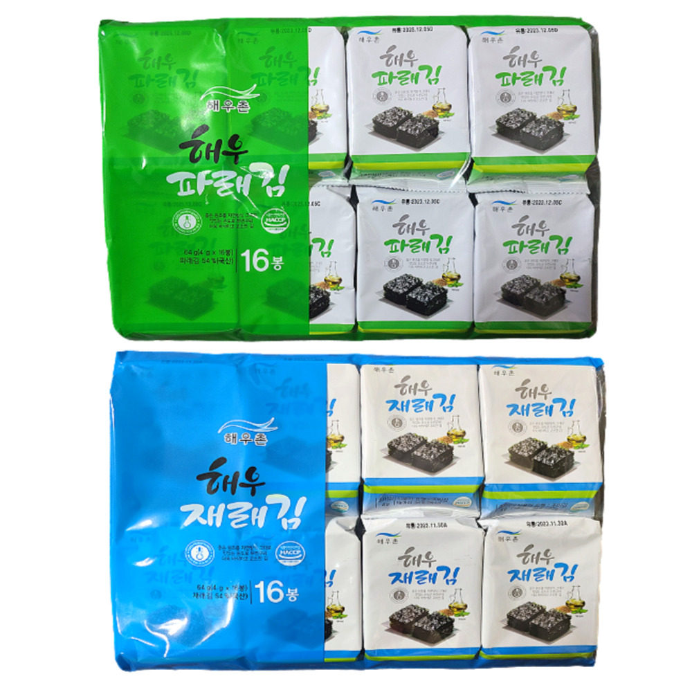 조미김 해우촌 해우 도시락김 재래김 파래김 두번 구운 시골 맛김 16단 4g - 메인 이미지