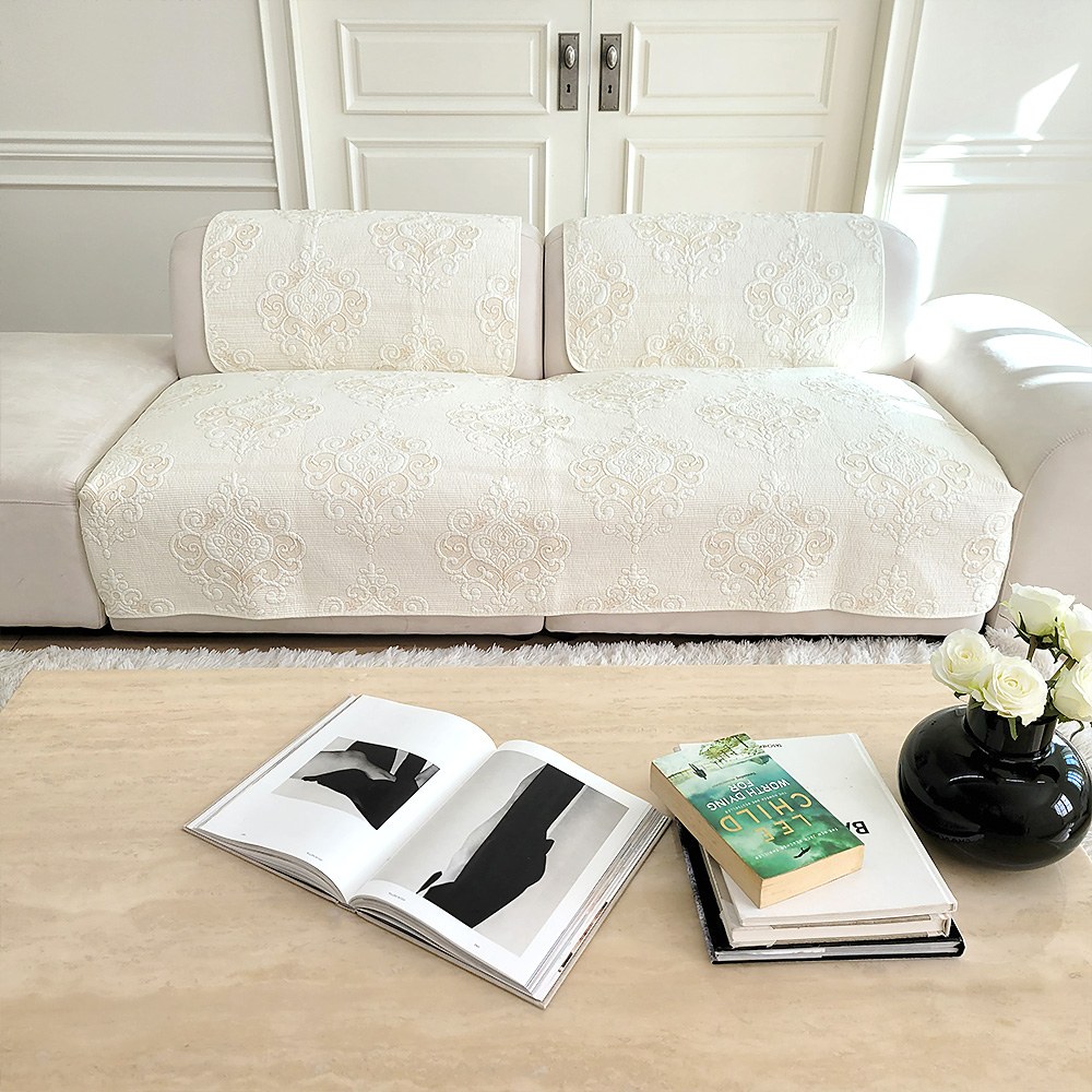 쇼파패드 넓은 돌 흙 소파 매트 토퍼 순면 커버 덮개 깔개 사계절 화이트 70x150
