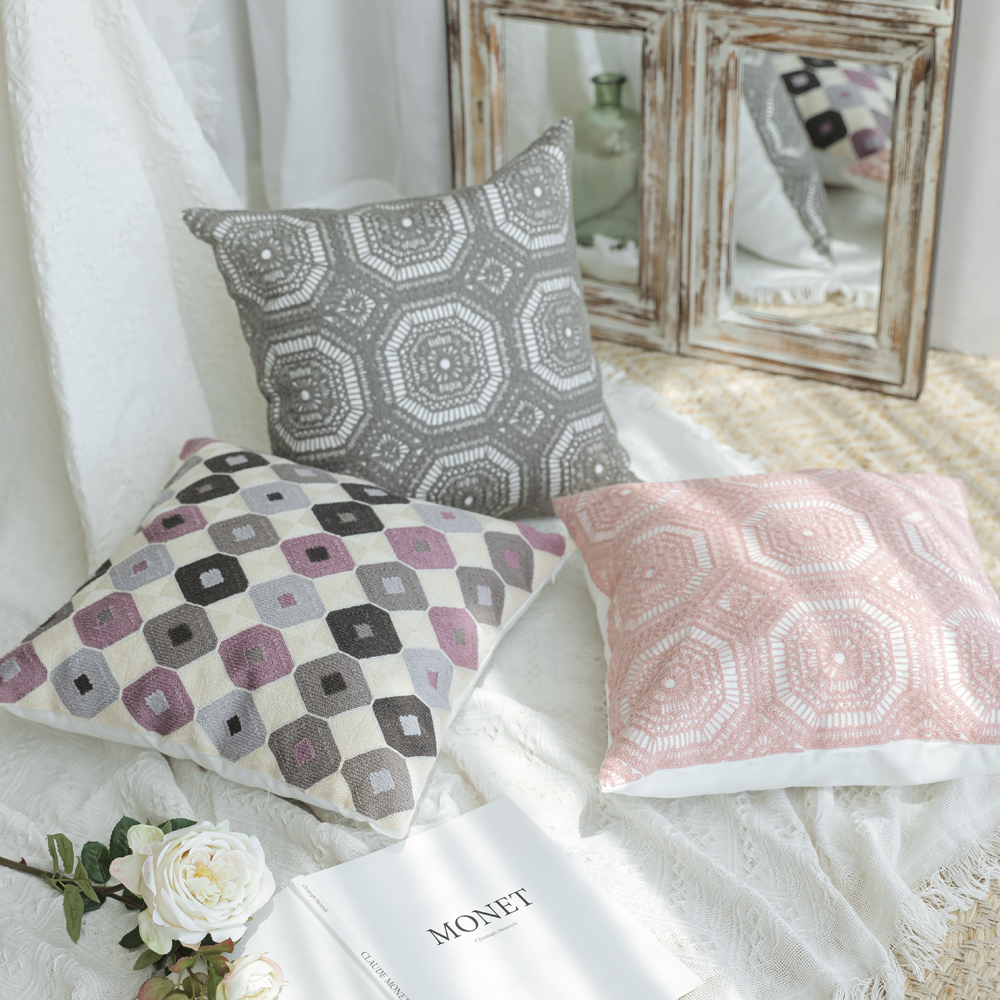 HEYA 고급 북유럽 모던 자수 거실 쇼파 등받이 사각 그린 인테리어 포인트 쿠션 커버 쿠션솜