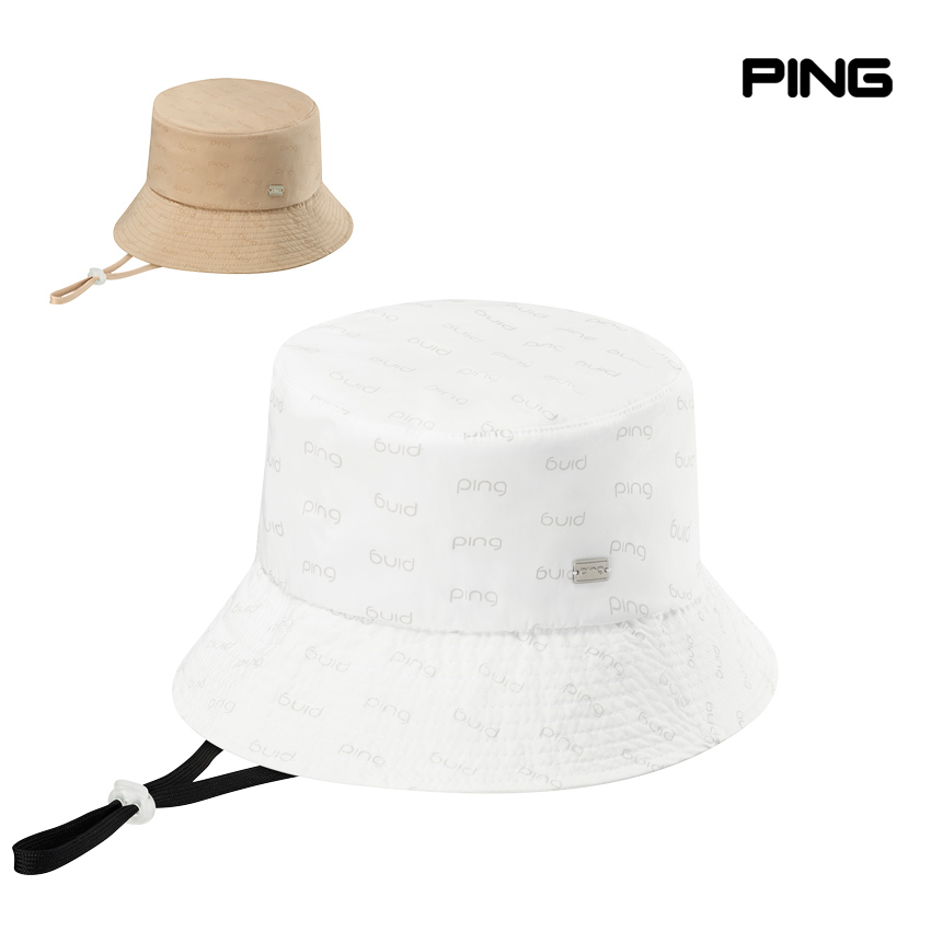 핑 로고패턴 여성 버킷햇 골프모자