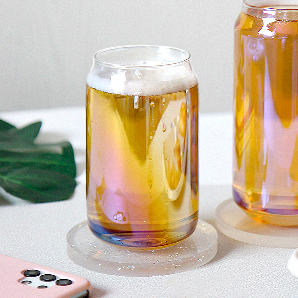 홀로그램 오로라 맥주컵 손잡이 유리잔 커피 에이드 소맥 컵 위스키 잔