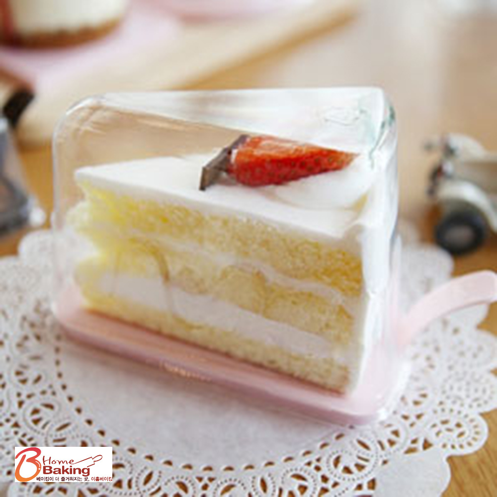 사출 조각케익받침-삼각(크림핑크초코 택1) 투명덮개 별도구매 미니케익 파이 디저트 무스