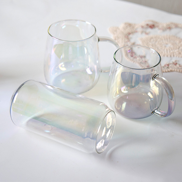 홀로그램 오로라 맥주컵 손잡이 유리잔 커피 에이드 소맥 컵 위스키 잔