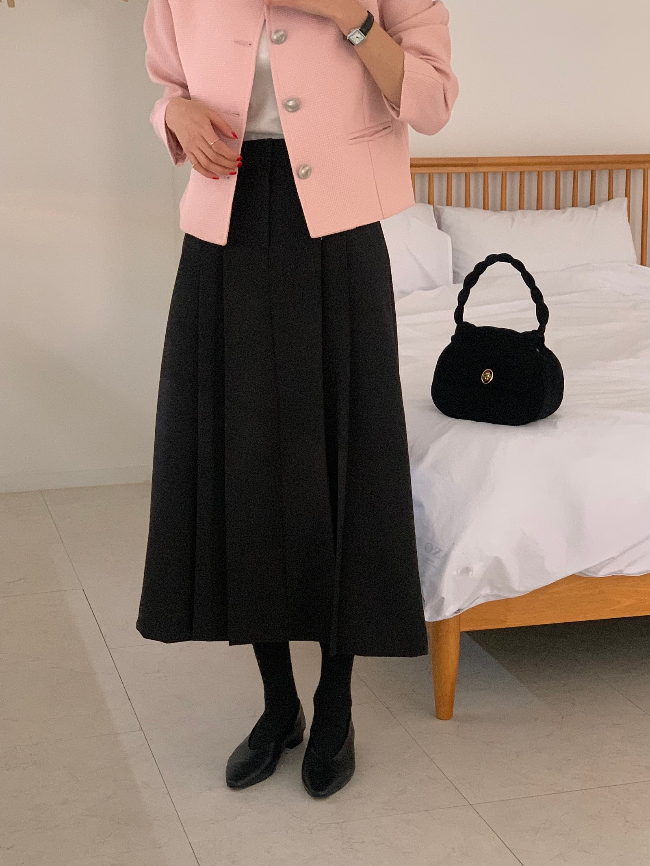 모드 핀턱 여성 정장 A라인 플리츠 핀턱 주름 롱 스커트(5color) - 상세 이미지 3