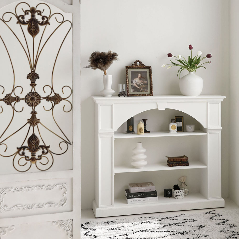 파비안 화이트 몰딩 인테리어 벽난로 선반 장식장 원목 미니 콘솔 테이블 전실 복도 가구