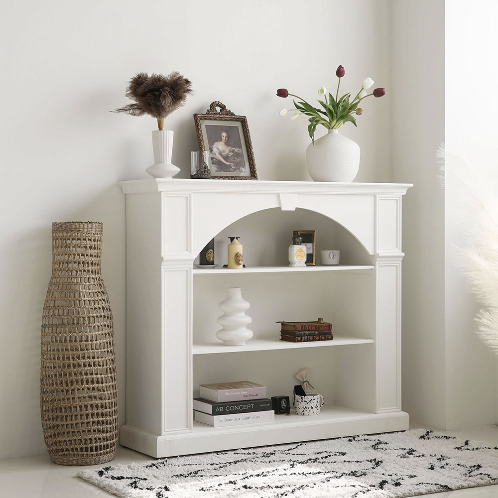 파비안 화이트 몰딩 인테리어 벽난로 선반 장식장 원목 미니 콘솔 테이블 전실 복도 가구