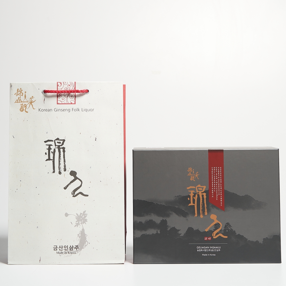 금산인삼주 한뿌리세트 1호 23도 375ml 2병, 43도 1병 (잔,케이스,쇼핑백) - 상세 이미지 4