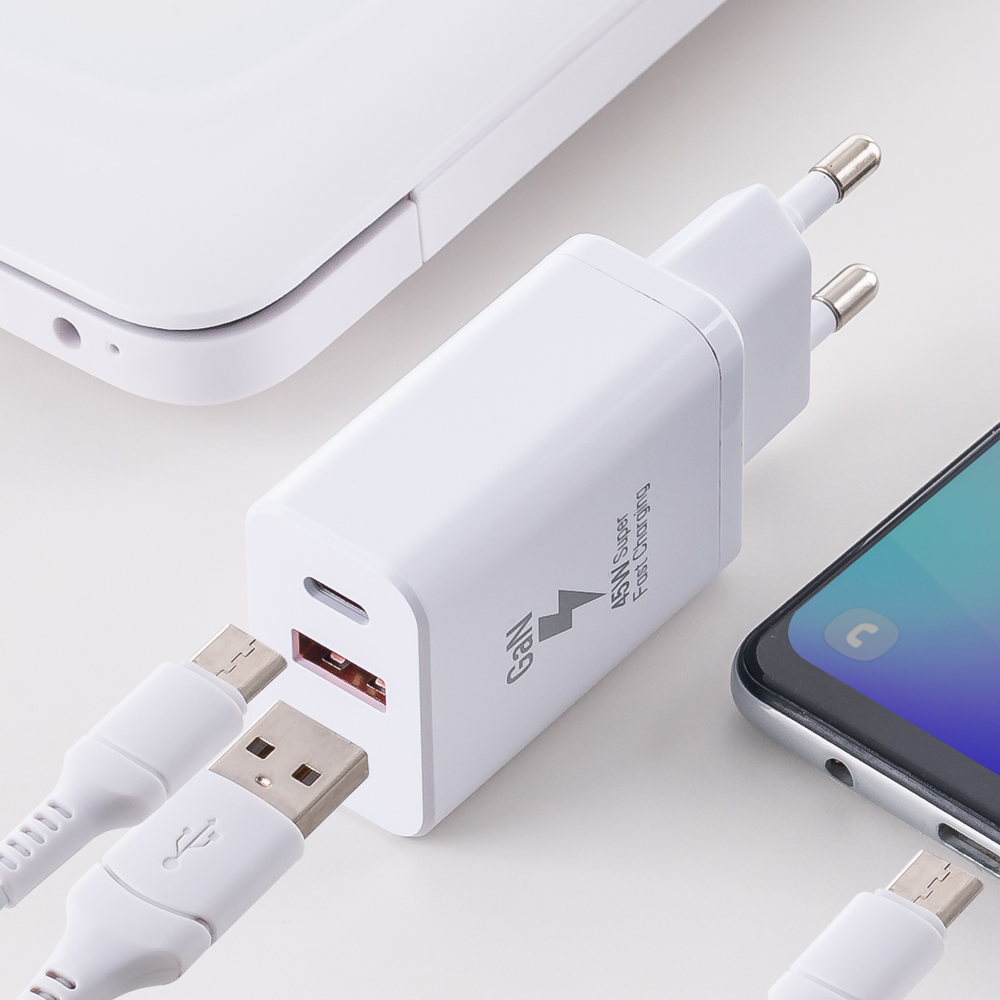 플라이토 GaN 45W PD 초고속 멀티 급속 휴대폰 충전기 2포트 USB+Type-C - 상세 이미지 3